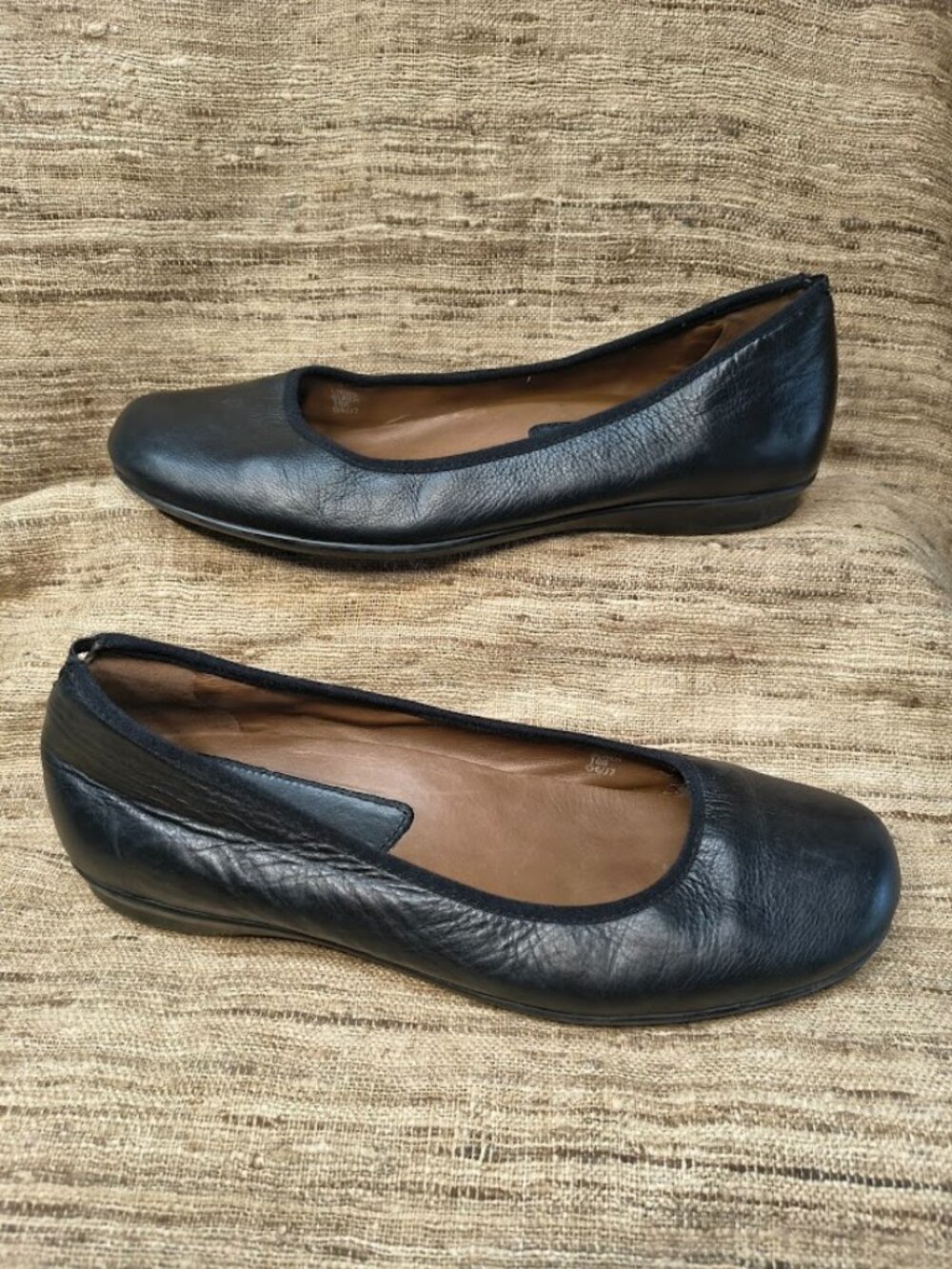 Earthies Ballet Flats Ennis Black Leather Comfort Shoes Minimalist